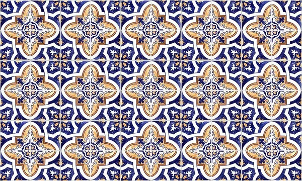 Seamless Portugal Spain Azulejo Tile Background High Resolution — Stock Photo, Image