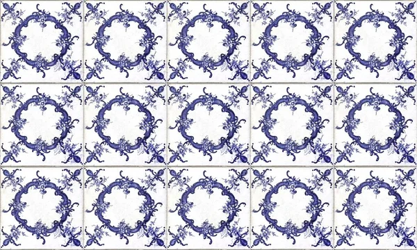 Seamless Portugal Spain Azulejo Tile Background High Resolution — Stock Photo, Image