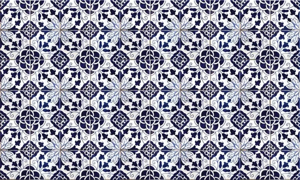 Seamless Portugal Spain Azulejo Tile Background High Resolution — Stock Photo, Image