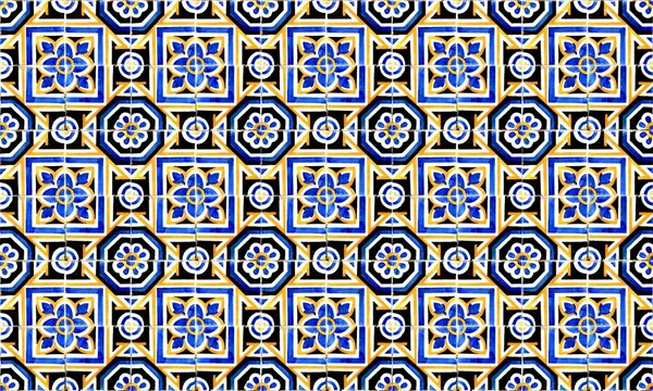 Seamless Portugal Spain Azulejo Tile Background High Resolution — Stock Photo, Image