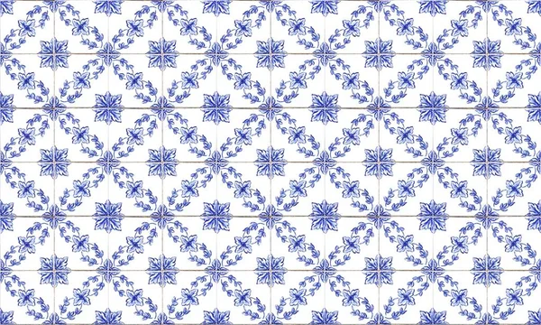 Seamless Portugal Spain Azulejo Tile Background High Resolution — Stock Photo, Image