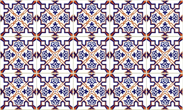 无缝葡萄牙或西班牙阿祖莱霍瓷砖背景 高分辨率 — 图库照片