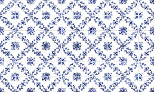 Seamless Portugal Spain Azulejo Tile Background High Resolution — Stock Photo, Image