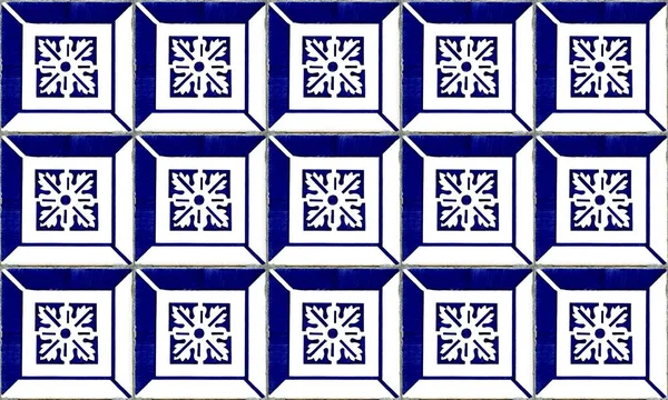 无缝葡萄牙或西班牙阿祖莱霍瓷砖背景 高分辨率 — 图库照片