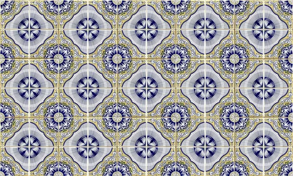 Dikişsiz Portekiz veya İspanya Azulejo Karo Arka Plan. Yüksek Çözünürlük.