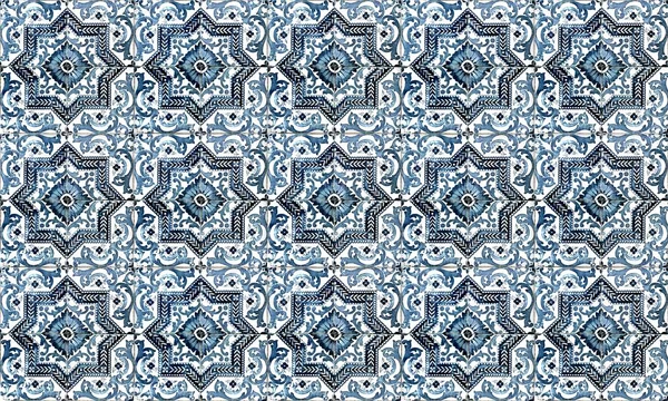 Бесшовные Португалии Испании Azulejo Плитки Фона Высокое Разрешение — стоковое фото