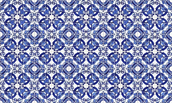 Бесшовные Португалии Испании Azulejo Плитки Фона Высокое Разрешение — стоковое фото