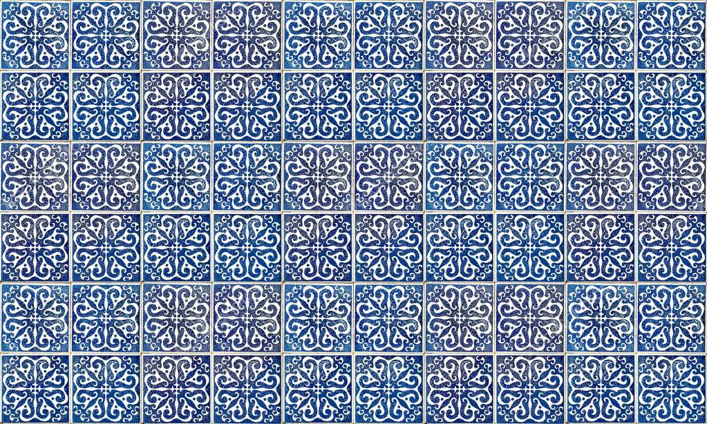 Seamless Portugal or Spain Azulejo Tile Background. High Resolution.