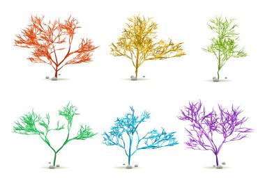 Yosun Yosun Yosun El Taşlı Su Bitkisi Vektör 'de Siluet ile beyaza sabitlendi