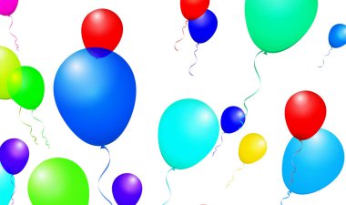 Renkli Parlak Balonlar Vektör Resimlerinde Mavi 'de izole edildi