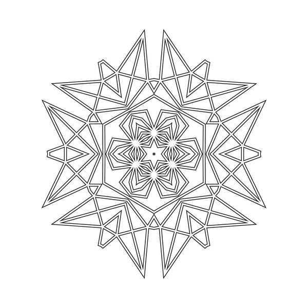 Floral Straight Lined Mandala Trendy Tattoo Template Coloring Pages — Stock Vector