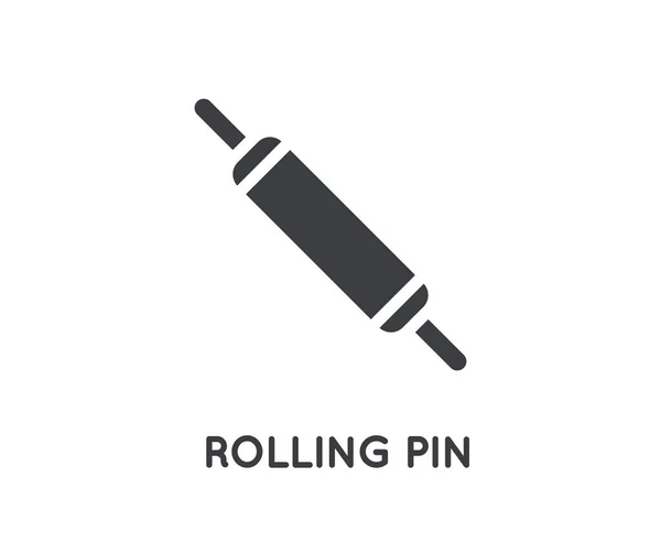 Rolling Pin Utensil Glyph Vector Element Oder Icon Illustration — Stockvektor