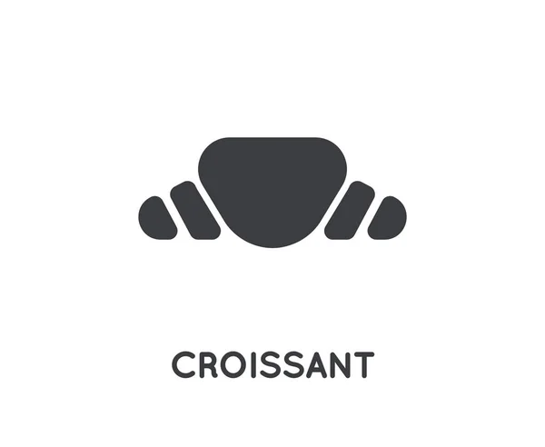 Croissant Glyph Icoon Vlakke Vector Illustratie Het Zwart Witte Achtergrond — Stockvector