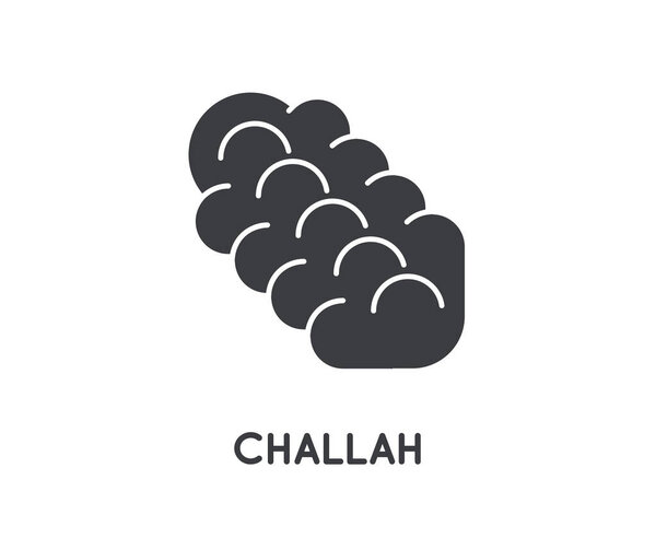 Challah Bread. Pastry. Saturday Shabat Shalom. Israel. National Food. Vector Glyph Element or Icon.