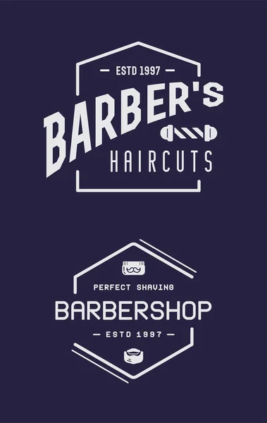 Emblemas Rótulos Antigos Vetor Barbearia Vintage Masculino Corte Cabelo Sinais —  Vetores de Stock