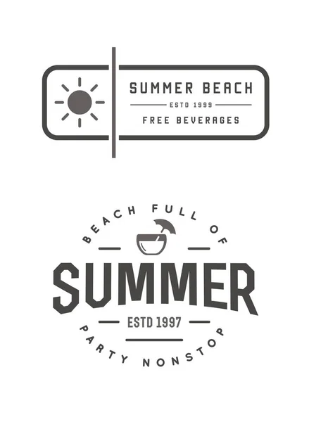 Summer Holidays Vector Design Elements Set 빈티지 템플릿 — 스톡 벡터