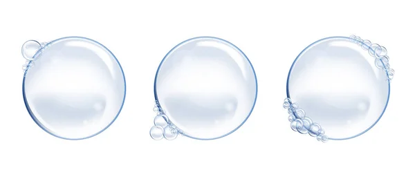 분사기 Soap Water Bubbles 독립적 실존주의적 요소가 투명하다 배경에서 수있다 — 스톡 벡터