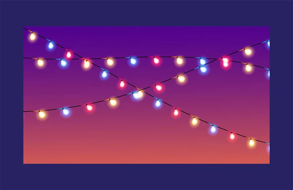 Christmas Lights Isolated Realistic Design Elements Glowing Lights Xmas Holiday — Stock Vector