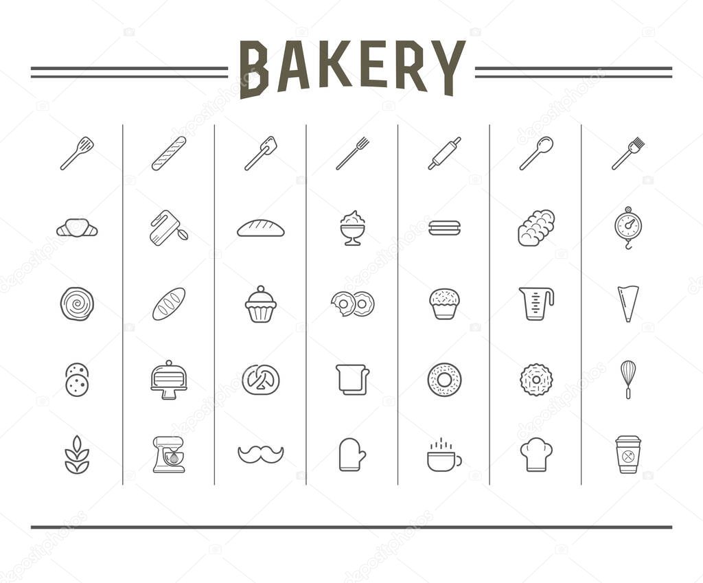 Set of Vector Bakery Pastry Elements and Bread Icons Illustration can be used as Logo or Icon in premium quality