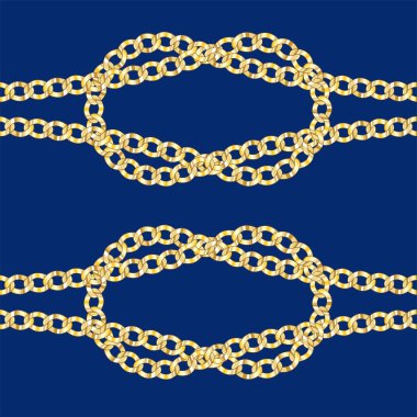 Altın zincirli desen. Vektör. Kumaş tasarımı. Moda Biçimi.