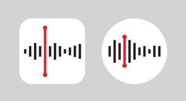 Dengeleyicinin Dalgalarıyla İki Simge Tasarımı. EQ Vektör İllüstrasyonu. Ses Belleği Kayıt Simgesi.
