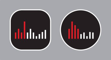Dengeleyicinin Dalgalarıyla İki Simge Tasarımı. EQ Vektör İllüstrasyonu. Ses Belleği Kayıt Simgesi.