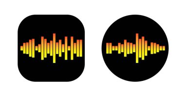 Dengeleyicinin Dalgalarıyla İki Simge Tasarımı. EQ Vektör İllüstrasyonu. Ses Belleği Kayıt Simgesi.
