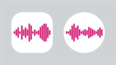 Dengeleyicinin Dalgalarıyla İki Simge Tasarımı. EQ Vektör İllüstrasyonu. Ses Belleği Kayıt Simgesi.