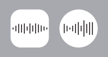 Dengeleyicinin Dalgalarıyla İki Simge Tasarımı. EQ Vektör İllüstrasyonu. Ses Belleği Kayıt Simgesi.
