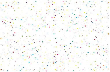 Yuvarlak renkli konfeti. Küçük ve büyük ölçekli. Vektör çizimi. Kaotik rastgele patlama.