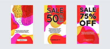 Büyük Satış Sancakları Tasarımı için Vektör Modern Akışkan. İndirimli Banner Tanıtım Şablonu. Yukarı Geçiş Tuşu ile.