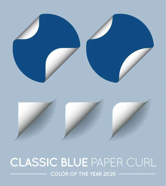 Trendig Färg Klassisk Blå Vektor Runda Cirkel Med Papper Curl — Stock vektor