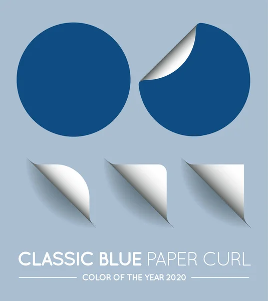 Couleur Tendance Bleu Classique Cercle Rond Vectoriel Avec Boucle Papier — Image vectorielle