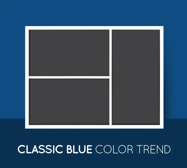 Modèle Mise Page Collage Horizontal Bleu Classique Tendance Cadres Pour — Image vectorielle
