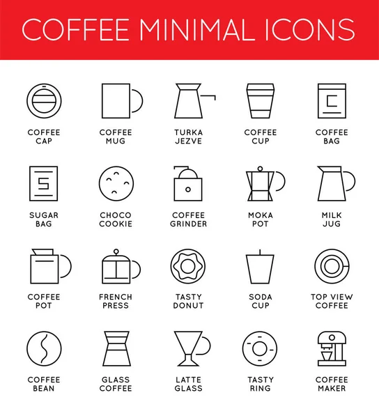 Set Thin Vector Coffee Elements Coffee Accessories Ilustração Pode Ser —  Vetores de Stock