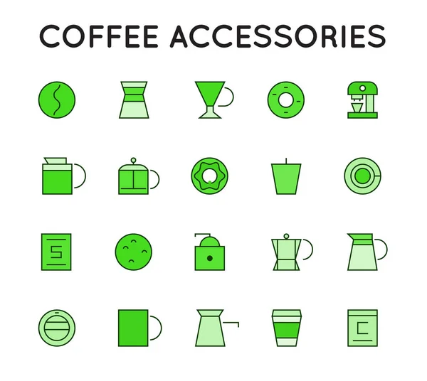 Simple Set Colorful Coffee Related Vector Line Icons Contains Icons — Stock Vector