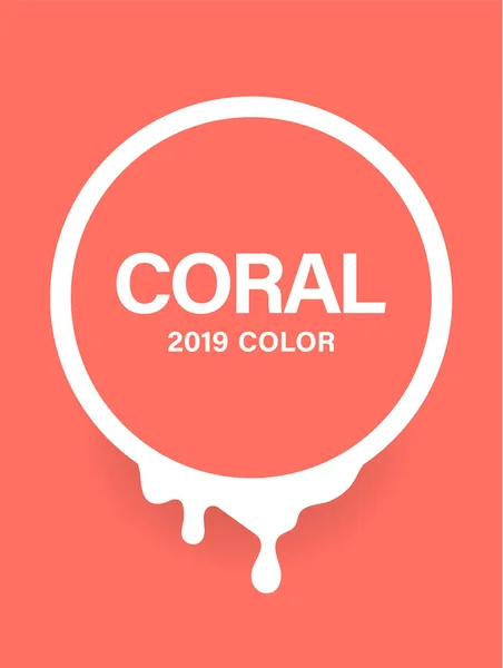 Color 2019 Coral Korálová Hlídka Vektorová Ilustrace Kulatý Tvar Kapkami — Stockový vektor