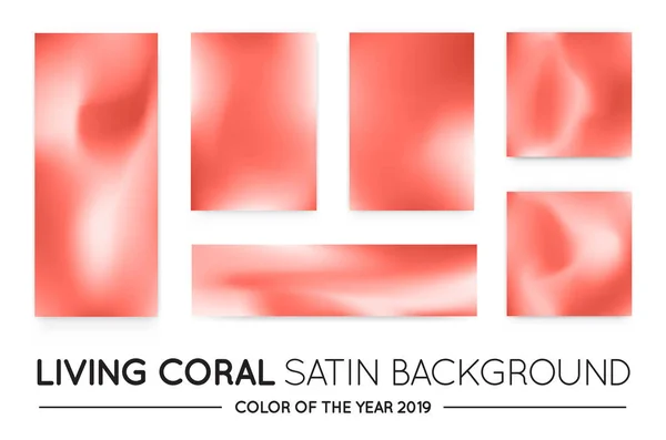 Set Fabric Textile Satin Silk Interior Design Mood Board Coral — Stock Vector