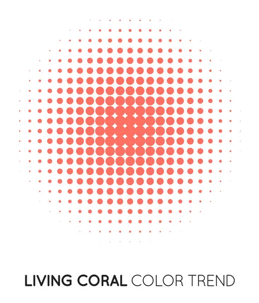Círculo Color Moda Coral Medio Tono Patrón Punto Medio Tono — Vector de stock