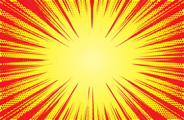 Comic Yellow Sun Rays Background Pop Art Retro Vector Illustration - Stok Vektor