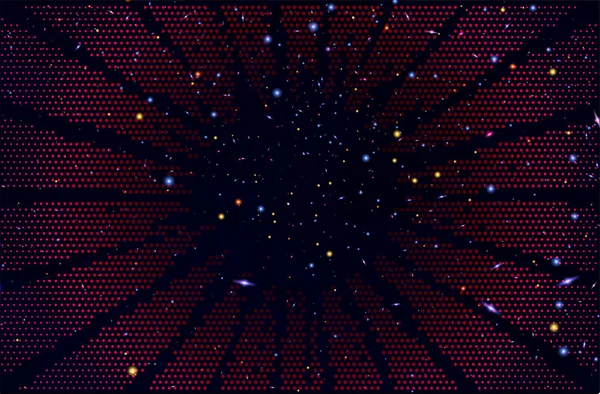 Komické Výbuch Paprsky Pozadí Pop Art Retro Stylu Vesmír Vesmír — Stockový vektor