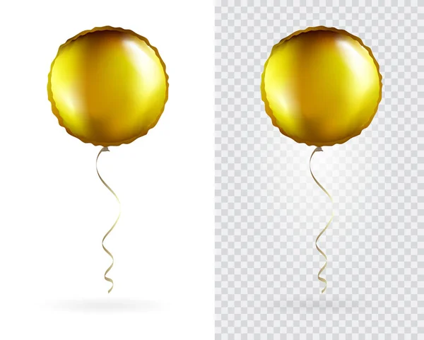 Zestaw Balonów Foliowych Golden Shaped Przezroczystym Białym Tle Party Balony — Wektor stockowy