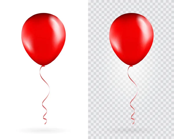 Набор Красных Шариков Прозрачном Белом Фоне Оформление Вечеринки Образец Отпечатка — стоковый вектор