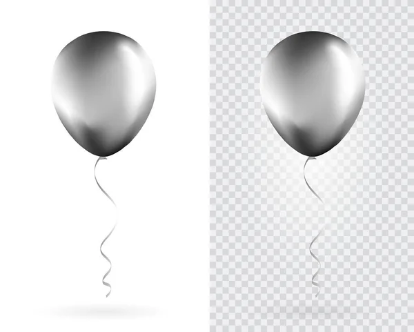 Zestaw Srebrnych Balonów Przezroczystym Białym Tle Party Balony Wydarzenie Dekoracji — Wektor stockowy