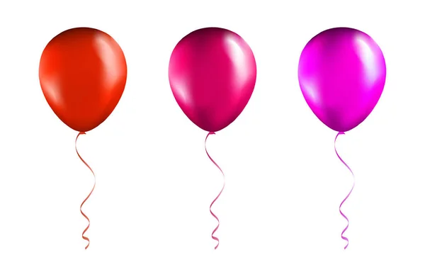 Set Aus Roten Und Rosa Luftballons Auf Transparentem Weißem Hintergrund — Stockvektor