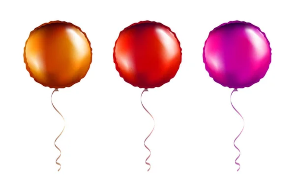 Набір Бронзових Рожевих Круглих Фольгованих Кульок Прозорому Білому Тлі Партійні — стоковий вектор