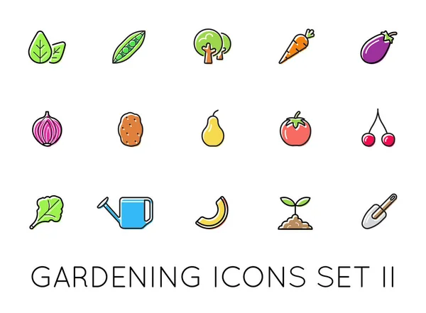 Set Natürlicher Agrarökologischer Smart Gardening Symbole Öko Lebensmittel Elemente Der — Stockvektor