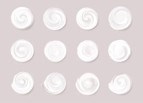 Gerçekçi Kozmetik Krem Lekeleri Beyaz Kremalı Cilt Kremi Kremi Kalın — Stok Vektör