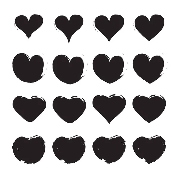 Grungy Vector Hand Draw Hearts Symbole Saint Valentin — Image vectorielle