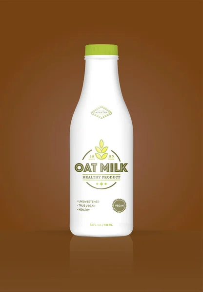 Βρώμη Γάλακτος Βρώμη Μπουκάλι Πολύχρωμο Φόντο Υγιές Οργανικό Προϊόν Εικονογράφηση — Διανυσματικό Αρχείο